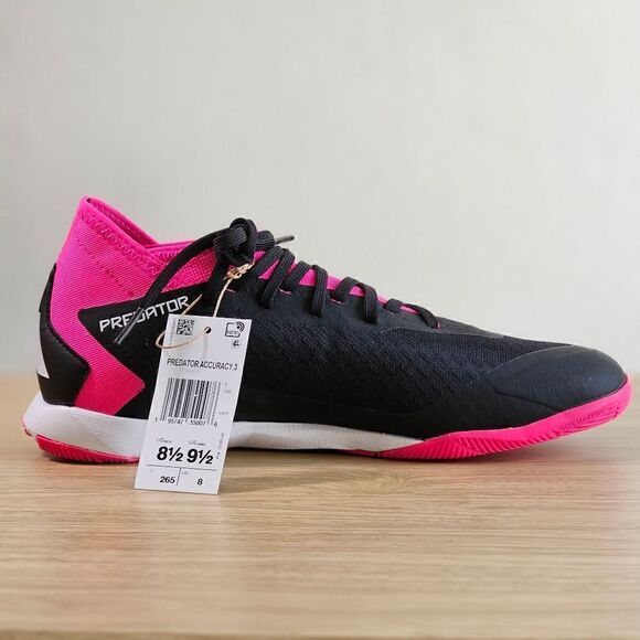 Adidas Predator Accuracy .3 Indoor Soccer Sala Shoes 10 Black Pink White GW7069 - Picture 8 of 12